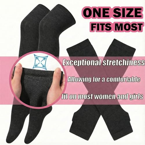 Image of Black and White Striped Arm Leg Warmers Sleeves Set Rainbow Socks Knee High Fingerless Gloves Hand Thigh Warm
