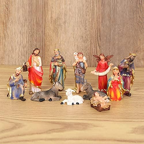 11-pieces Christmas Crib Figure Krippe Set Traditional Nativity Scene Ornamente With Resin Figures, Christ Birth Of Jesus Ornament Nativity Manger Ornament Religious Figures Jesus Birth Decorations