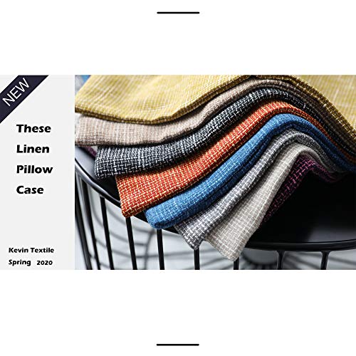 Kevin Textile Faux Linen Home Decorative Hand Made Cushion Cover Pillowcase For Nap, Hidden Zipper, 18"X18"(2 Pieces, Navy Blue) #TOP6