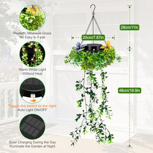 Solar Hanging Garden Lights for Spring Summer, 2 Pack 66 LEDs Realistic Flower Vine Fairy String Lights, IP65 Waterproof - Additional View