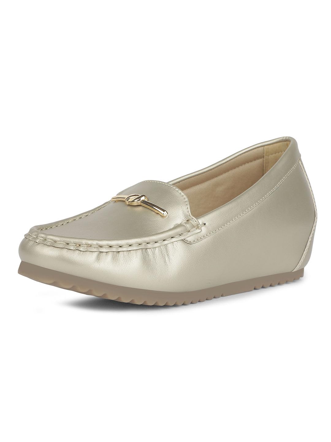 bata Women Casual Wedge Heel Loafers - Gold (6 UK)-picture-56