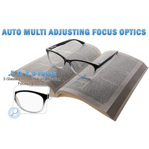 Clever Bear Reading Glasses For Women Men One Power Multi Flex Focus Dial Vision Auto Adjust Glasses From .5X To 2.5X For Small Print thumb #1