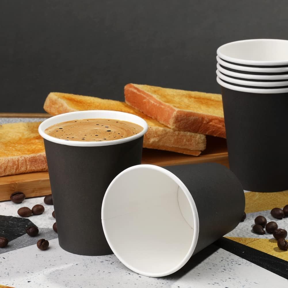 Paper Cups 8 oz 70 Pack, Disposable Paper Coffee Cups Disposable Cups for Hot or Cold Beverage Drinking for Party, Picnic, BBQ, Travel, and Event -Black - Image 5
