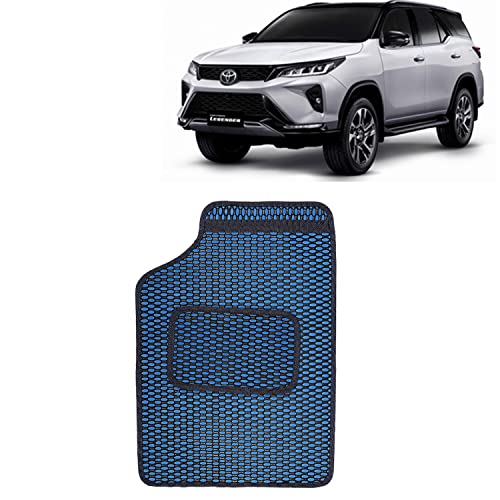 Image of Kingsway Dotted Design Car Floor Foot Mats Universal Fit for Toyota Fortuner, Model Year : 2021 Onwards, Water and Dustproof, Color Blue, Set of 5 Pieces