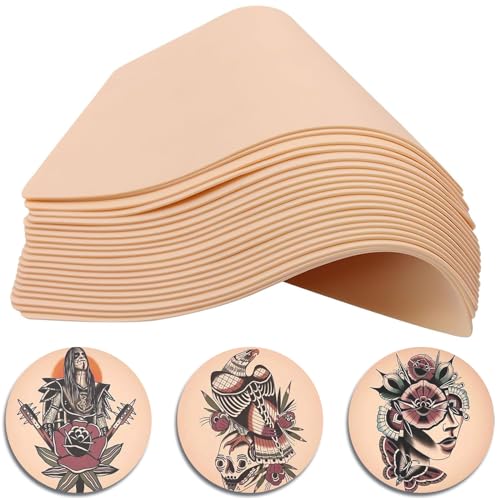 20pcs Blank Tattoo Practice Skin - NAQASE Tattoo Skin Practice Fake Skin 8"x6" Double Sides Real Skin Microblading Eyebrow Skin for Beginners and Experienced Artists