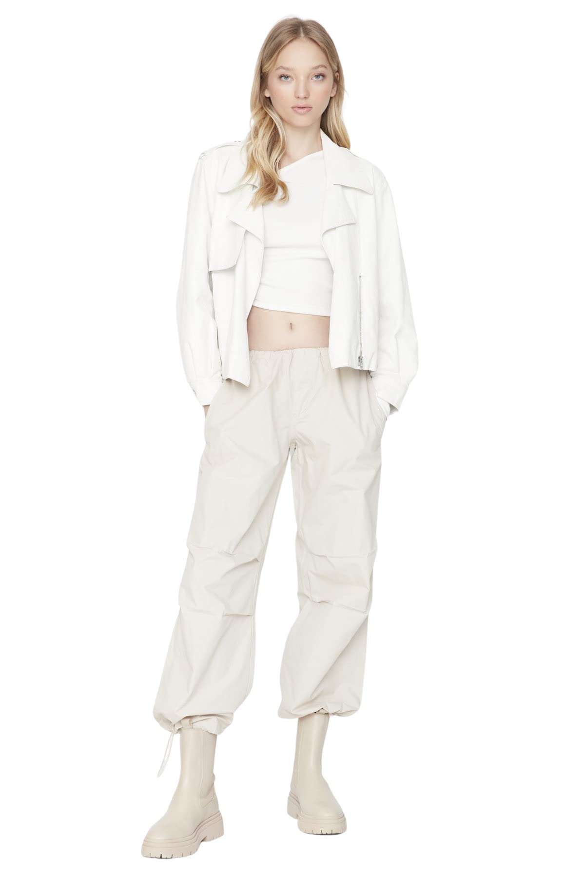 Trendyol Women's Beige Feman Normal Waist Wide Leg Jogger Jeans Size 38