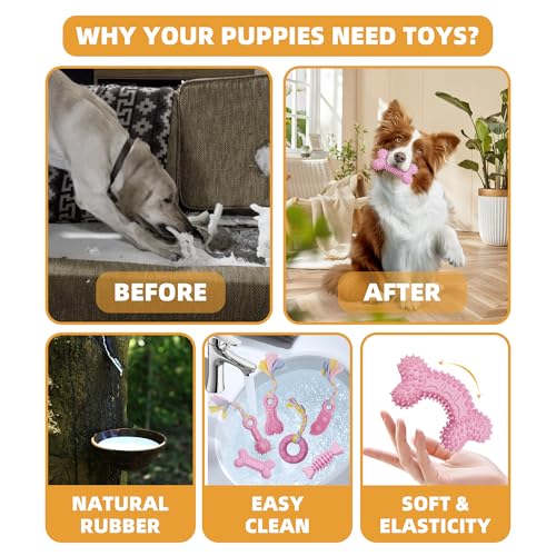 Valuepeak Puppy Toys,7 Pack Puppy Chew Toys For Teething, Cute Pink Small Dog Toys With Storage Box,2-8 Months Teething Toys For Puppies thumb #3