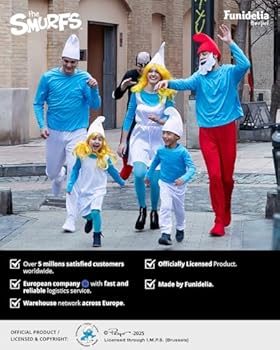 Funidelia | Large Smurf Costume OFFICIAL for Men The Smurfs - Costume for Adults, Accessory Fancy Dress Up and Props for Halloween, Carnival & Parties - Size XL - Red