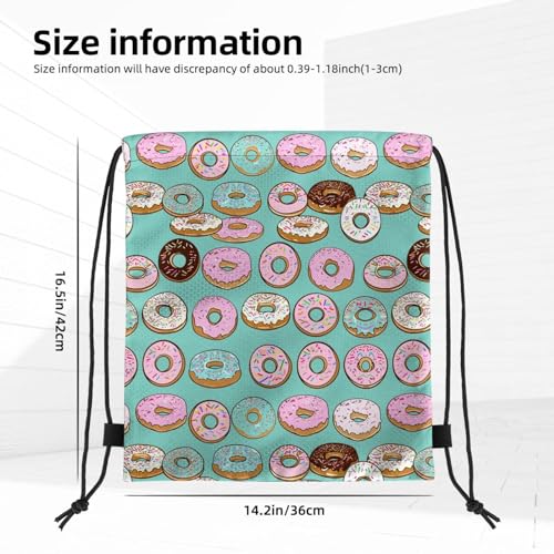 Delicious Doughnut Drawstring Backpack Bag Sport Travel Sackpack Women Men by YISHOW - Used condition - Image 2