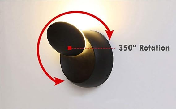 Chrasy 5W 350° Rotatable LED Wall Light Sconce Black [Energy Class E]