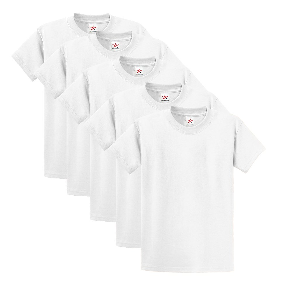 5 Pieces Pack Plain Optic White 100% Rich Soft Organic Cotton White Plain T Shirt with Gift Box