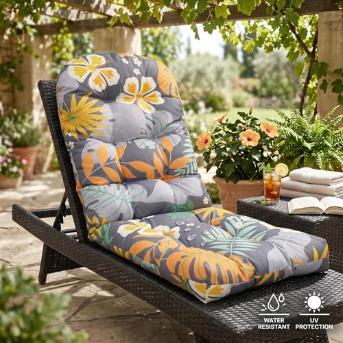 Coussin de chaise longue extérieur imperméable et matelas dossier haut patio - 8