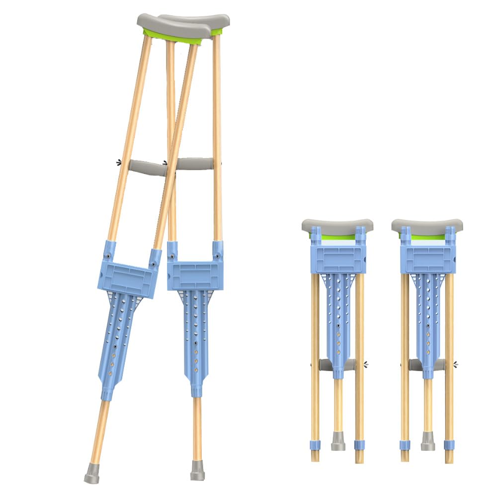 NEWFUN Muletas Adulto, Muletas Adulto Acolchadas, Muletas Plegables, Muletas, Capacidad de Carga 150 KG, Muletas de Aluminio con Apoyos Blandos para Antebrazos y Manos, Gris, 1 Par