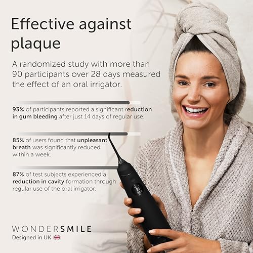 Wondersmile Water Flosser PRO Cordless - SmoothFlow Technology for Optimal Tooth & Gum Care - Interdental Cleaner with 4 Modes - Rechargeable Battery with up to 30 Days Running time (Ultimate Black) - 9