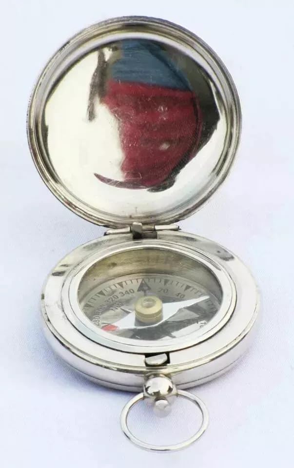 Brújula Náutica de Latón con Botón Pulsador miniatura 2
