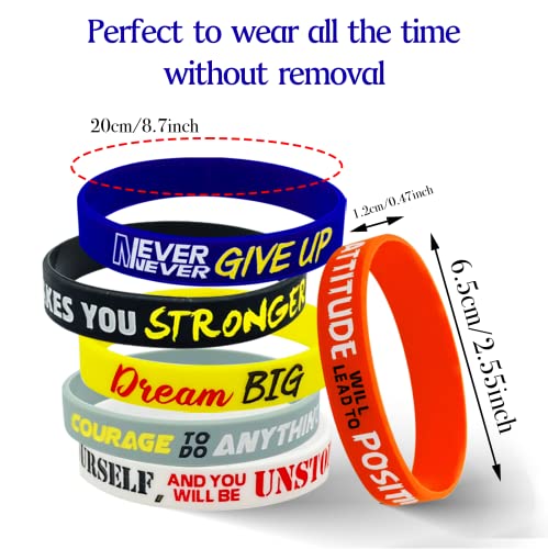Cinrobiye 30 Pieces Inspirational Rubber Bracelet Motivational Quotes Silicone Bracelets Adult Stretch Wristbands Rubber Motivational Gifts For Men Women Teens Gym Kids Adults Party Favors,6 Designs thumb #1