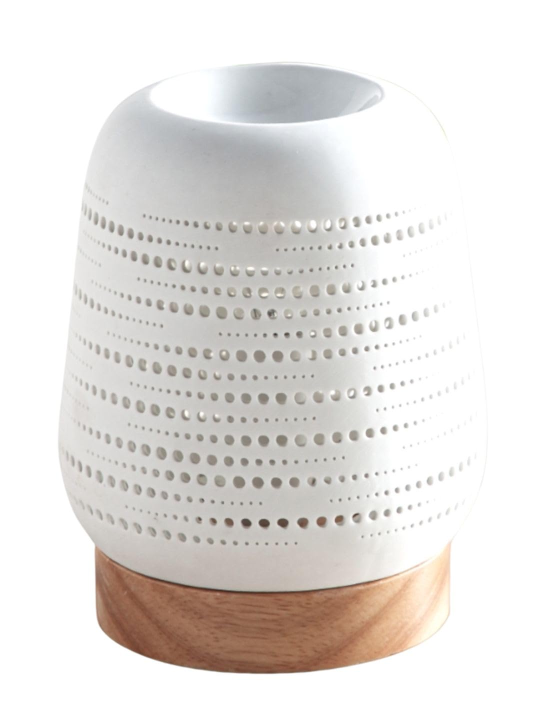 Zen'Arôme Calorya n°16 - Quemador eléctrico de Cera aromática - Quemador de Aroma de Calor Suave - Cerámica con decoración Calada e iluminación Ambiental - H 21,5 cm