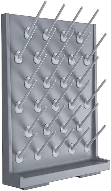 Lab Glassware Drying Rack, Wall-Mounted Gray With Multiple Support Pegs | Durable Storage Organizer Specially Designed For Drying Test Tubes, Beakers And Other Lab Vessels In Laboratories