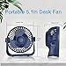 TriPole Desk Fan Small Table Fan Rechargeable Battery Operated Mini Fan 360 Degree Rotation 5.1 Inch Portable Fan 4 Speed USB Personal Fan for Home Office