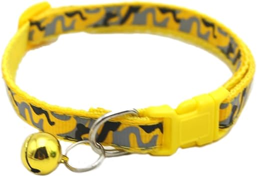 Camouflage Cat Collar with Bells - Yellow