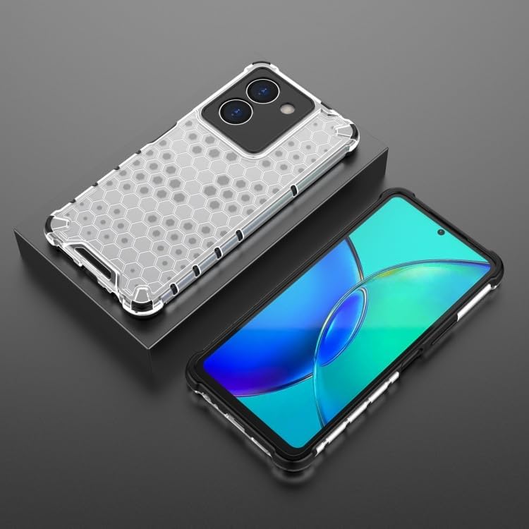 Image of Lustree TPU Honey Comb Armor Shock Proof Back Cover for for VIVO Y36 4G (Transparent)