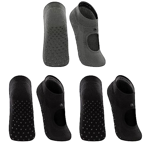 Kit 03 Pares Meias Lupo Sapatilha Antiderrapante Pilates Feminino Adulto | 1 Cinza - 2 Preto | 37-40