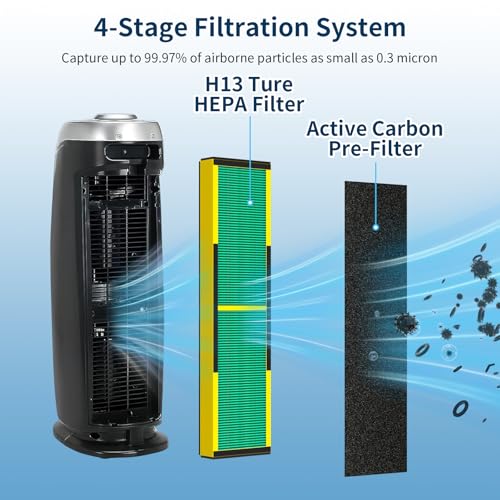 Image of 2 Pack FLT4825 Toxin Clear HEPA Filter B Replacement Fit for Germ Guardian Air Puri-fier AC4825 AC4300 AC4800 AC4900 AC4850, AC4825E Replacement Filter Fit for Germ Guardian Air Puri-fier Filter