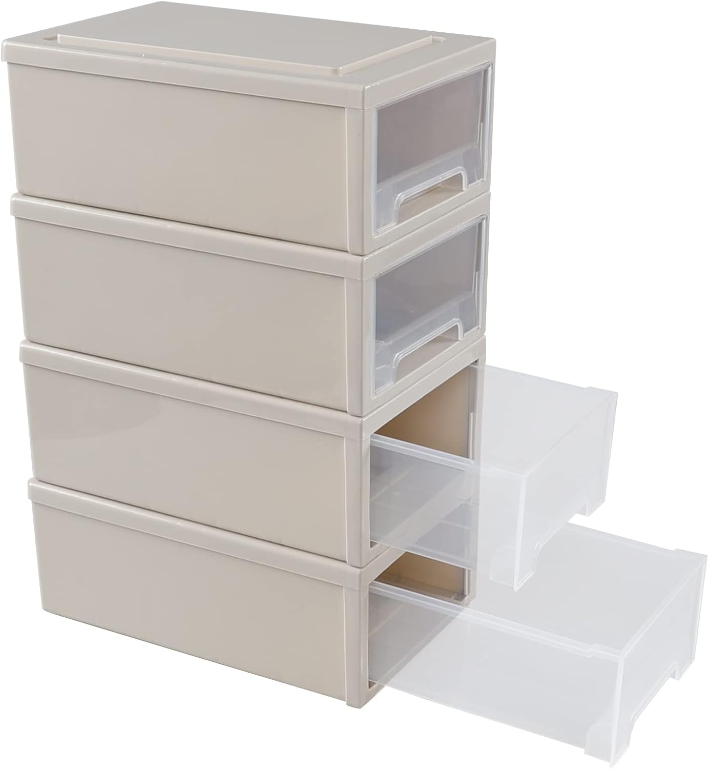 Ramddy 4 Pack 6.5 Quart Plastic Desktop Chest of Drawers, Small Stackable Storage Drawers Organizing Box