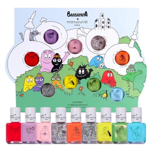Coffret Vernis Manucurist à Ongles Enfant Barbapapa Family – 9 Vernis Enfant à l’Eau Non Toxique – Faciles à Enlever – Dès 3 Ans – Vegan & Made in France - Cadeau Noel - Cadeau Fille 3 ans