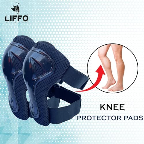 Image of Liffo Skating Guard Skating Kit Protective Skating Guard Kit for Skating, Cycling, Running for Kids,Boys,Girls,Men & Women (HSG) (HP-Black, S)