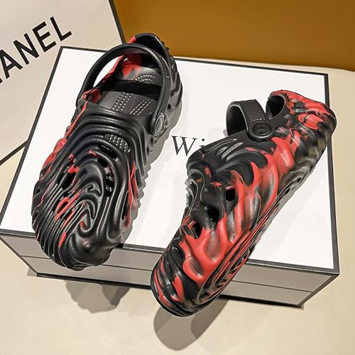 Large size couple camouflage fingerprint hole shoes, anti slip toe caps, soft soled beach sandals3