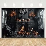 MEHOFOND 2,1 x 1,5 m schwarzer Gothic-Fotohintergrund, gruseliges Schloss, Nacht, Halloween, Kürbis, Kindergeburtstag, Familie, Portrait, Dekoration, Hintergrund, Fotostudio