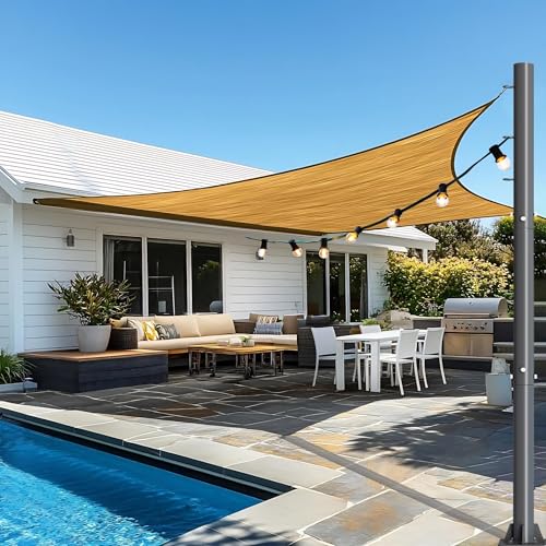 12ft Sun Shade Sail Pole 1 Pack - Outdoor Sunshade Sail Post with Carabiner Snap Steel Metal Heavy Duty Pole Kit for Support Light String,Sunshade Sail,Canopy - Thickness 2.0mm