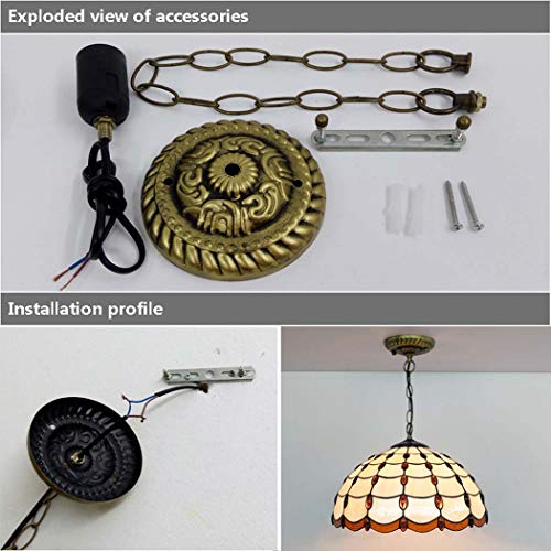 Lustre en vitrail multicolore de 16 pouces pour décoration rustique - 2