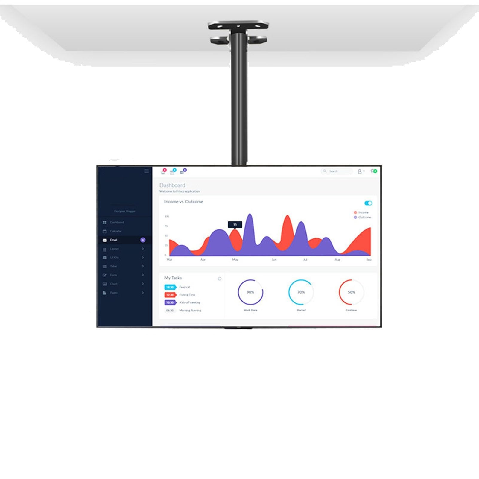 CGCSYZ Universal TV Stand Tilt And Rotatable TV Stand - Adjustable Ceiling TV Mount Bracket, Fits 39-85inch TVs, Max VESA 600x400mm, With Loading 176 Lbs