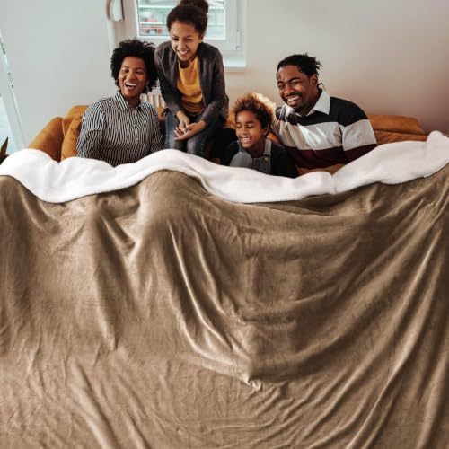 Image of Bedsure GentleSoft Sherpa Fleece Cal King Blankets for Bed, Non-Heated, Thick and Warm Oversized Throw for Women and Men, Soft Fuzzy Plush Large Blanket for Winter, Camel, 112x98 Inches