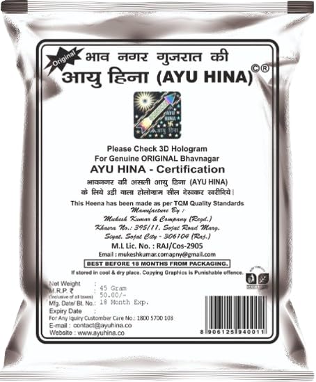 AYU HINA Henna, Black Naturals, Pack of 5, Original Bhavnagar Henna Mehndi (125 g economy pack) - Image 6