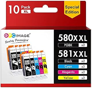 GPC Image Ink Cartridges Replacement for Canon PGI-580XXL CLI-581XXL 580 581 XXL Compatible with TR7550 R8550 TR8500 TS705 TS6350 TS6150 TS6151 TS6250 TS6251(PGBK Black Cyan Magenta Yellow,10-Pack)