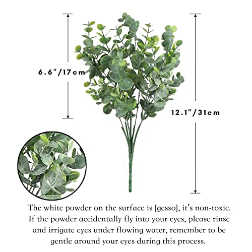 Rinlong Artificial 6Pcs Faux Eucalyptus Leaves Stems Spray Fake Plants Indoor Eucalyptus Branches Artificial Greenery Faux Plants For Farmhouse Bathroom Office Decor #TOP3