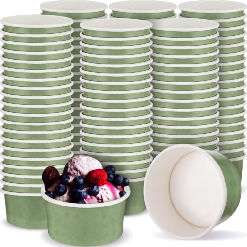 Image of Maxdot 120pcs 6oz Dessert Cups, Disposable Ice Cream Cups, Paper Frozen Yogurt Bowls, for Hot and Cold Foods, Suitable for Gelato or Mousse