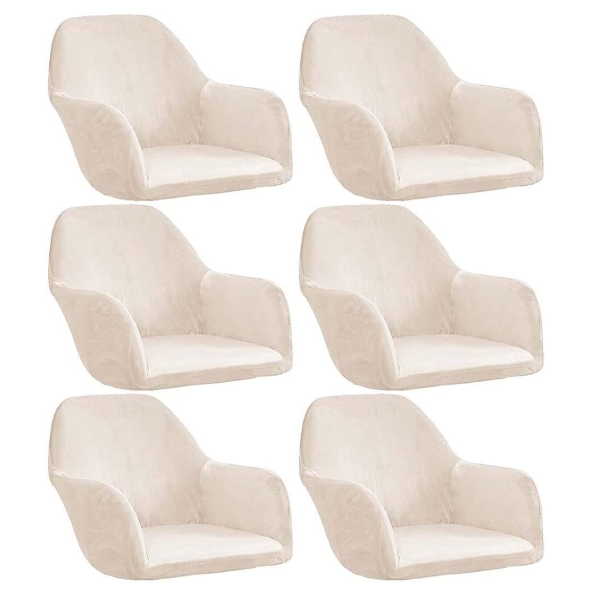 Wjhdwyd Beige Beige Armchair Cover Elastic Chair Covers With Armrests Universal 1/2/4/6 Pieces Chair Slipcover For Office Dining Room Kitchen Modern(,6 Pezzi)