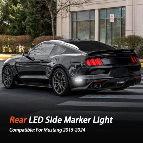 DouMmantn LED Side Marker Lights Compatible with Mustang 2015 2016 2017 2018 2019 2020 2021 2022 2023, White Bumper Marker Lamp for Mustang GT, Rear Fender Light, Parking Lamps, Smoked Len, 2PCS by DouMmantn - Used condition - Image 2