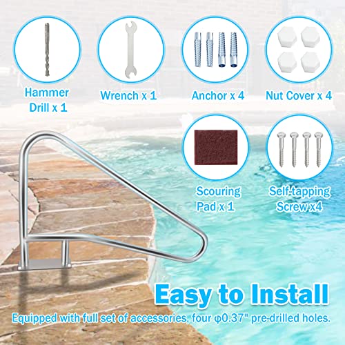 Barándal para piscina de acero inoxidable 57x35 pulg miniatura 6
