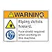 Warning Flying Debris Sign (F1202-)|Weather Tuff Aluminum 14" X 10" with Corner Mounting Holes|ANSI Signs|Sign for Manufacturing, Construction, Mining, Laboratory