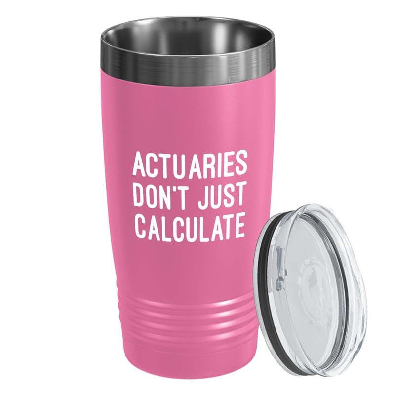 Flairy Land Actuary Tumbler 20oz Pink -Actuaries Powered By Coffee - Insurance Agent Statistician Accountant Actuarial Analyst Auditor Data Analyst
