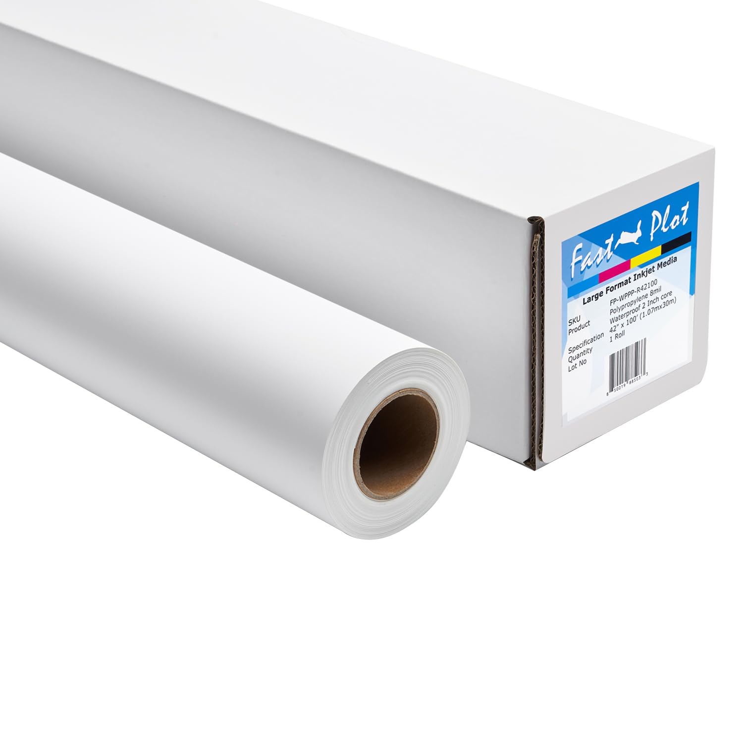 FastPlot Polypropylene Banner 8 mil Waterproof - 42inch x 100ft Roll - 2inch core