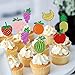 Ercadio 24 Pack Fruit Theme Cupcake Toppers Glitter Apple Orange Peach Strawberry Banana Cupcake Picks Hawaii Fuit Cupcake Decor for Birthday Party Decoration Supplies