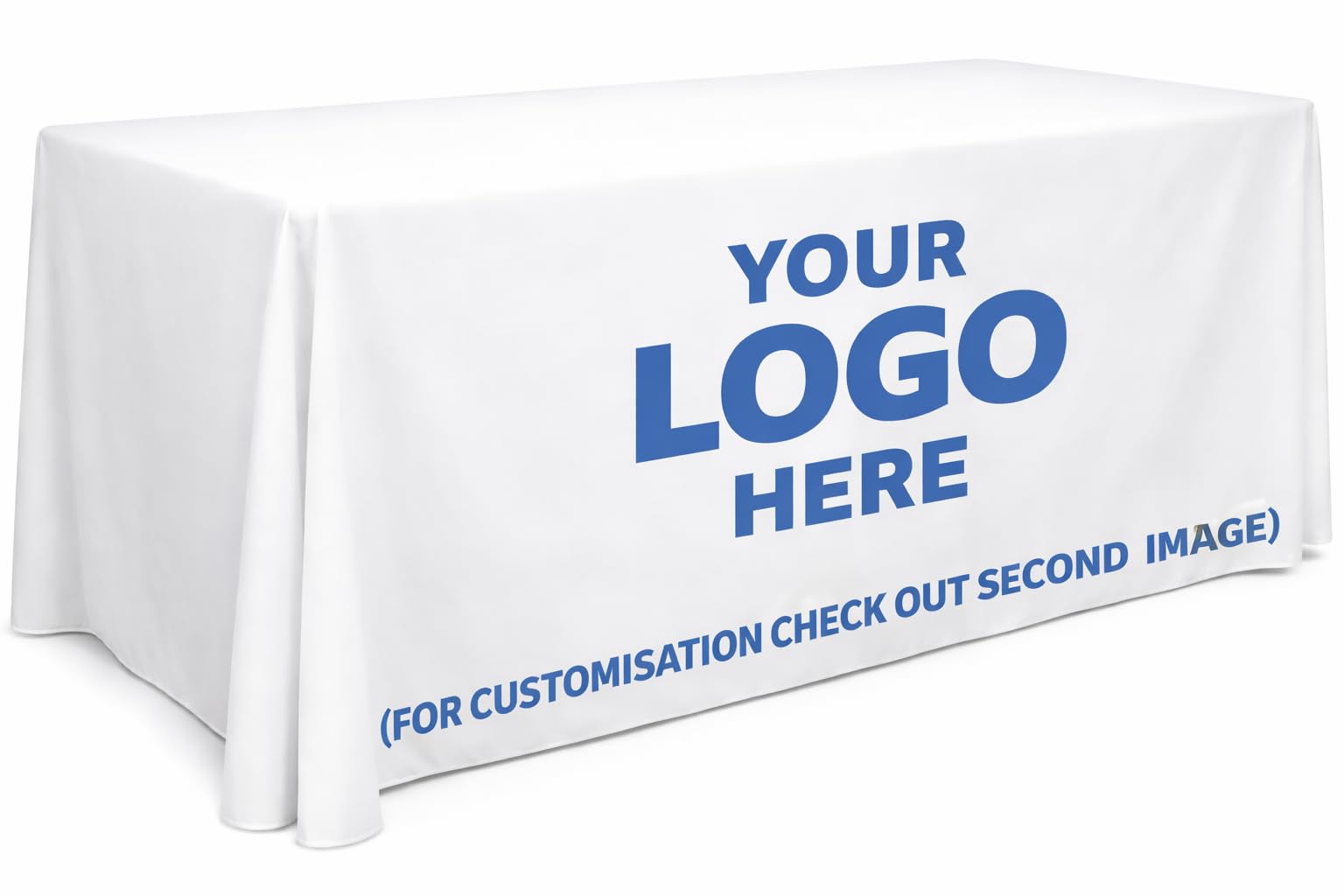 Elegant Event Essentials - Customised Rectangular Table Cover with Logo or Text Printed -Business Logo - For Business, Trade Show, Wedding, Birthdays (150 X 300. Centimentres)