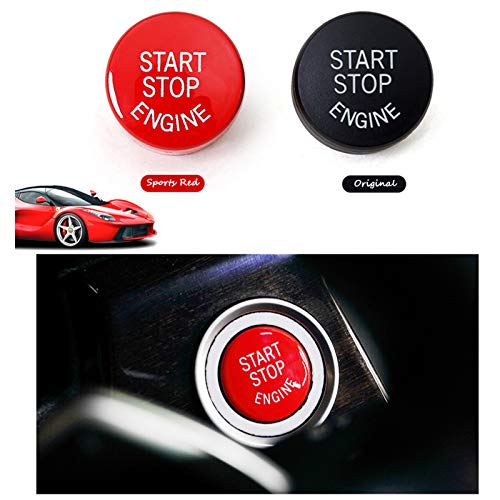 Jaronx Sports Red Start Stop Button Compatible With Bmw (1 3 5 6 X1 X3 X5 X6 Series,E81 E90 E91 E60 E63 E84 E83 E70 E71),Engine Switch Power Ignition Start Stop Button Replacement #TOP2