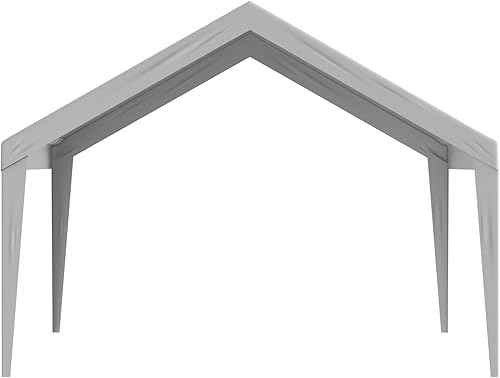 Vista 57 de VEVOR - Cobertizo portátil de almacenamiento exterior de 6 x 8 x 7 pies, refugio resistente e impermeable con puerta enrollable con cremallera y Gris